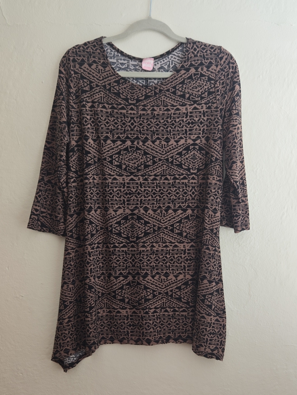 FLIRTY PINK Long Sleeve Patterned Tunic Dress in Brown and Black_0065